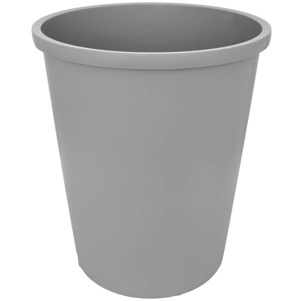 10 Pack PRO&Family 44 Qt (11 Gallon) Round Plastic Wastebasket - Gray Kitchen Trash Can, Recycling Bin, Garbage Can for Home, Office & Outdoor Use