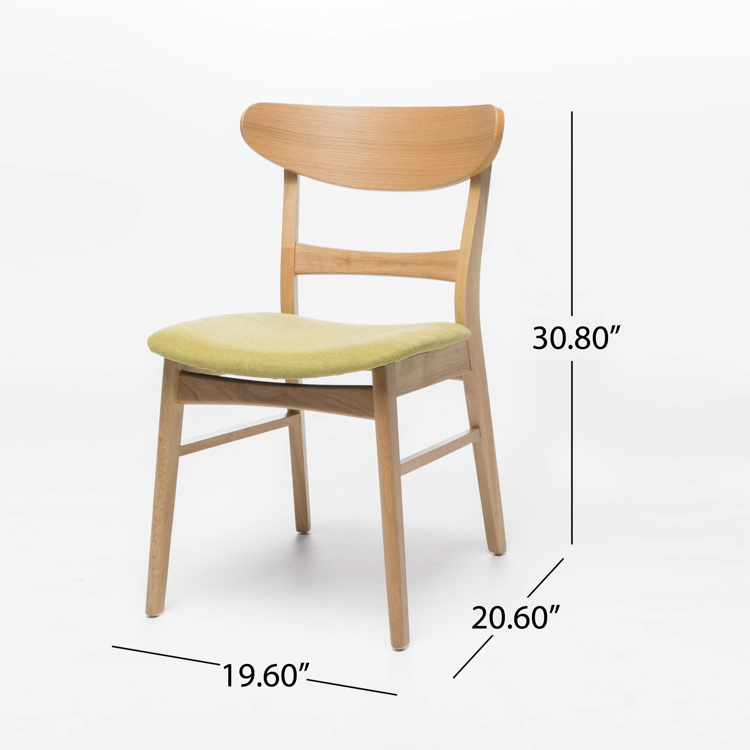 Christopher Knight Home Idalia Dining Chairs Set of 2 - Green Tea & Oak Finish - Modern Kitchen Dining Room Furniture for Home & Restaurant Use