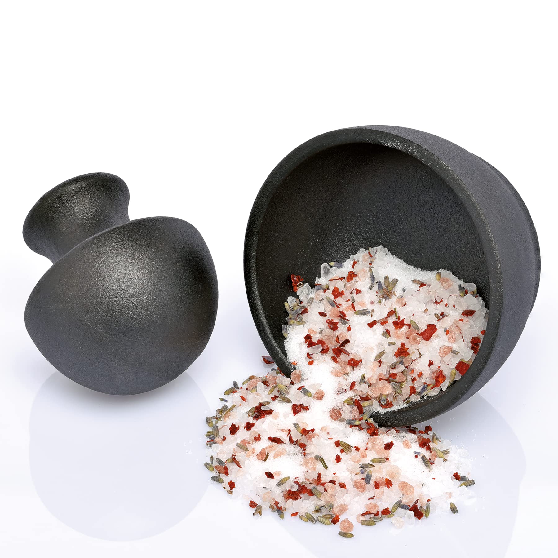 Zassenhaus Manu Cast Iron Mortar and Pestle Set - 4 Inch Diameter, 3 Inch Height - Durable Black Spice Grinder for Herbs, Spices, and Seeds - Perfect for Kitchen, Cooking, and Apothecary Use