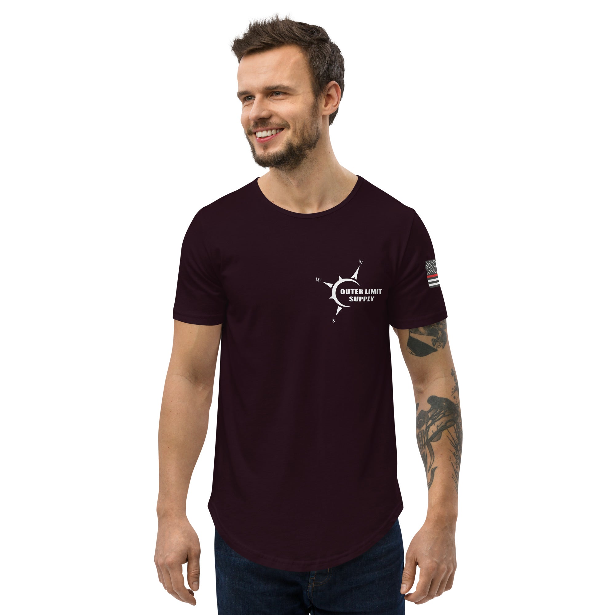 OLS Thin Red Line Traditional T-Shirt - Patriotic American Flag Graphic Tee for Firefighters, First Responders & Supporters - Casual Wear for Everyday, Work & Community Events