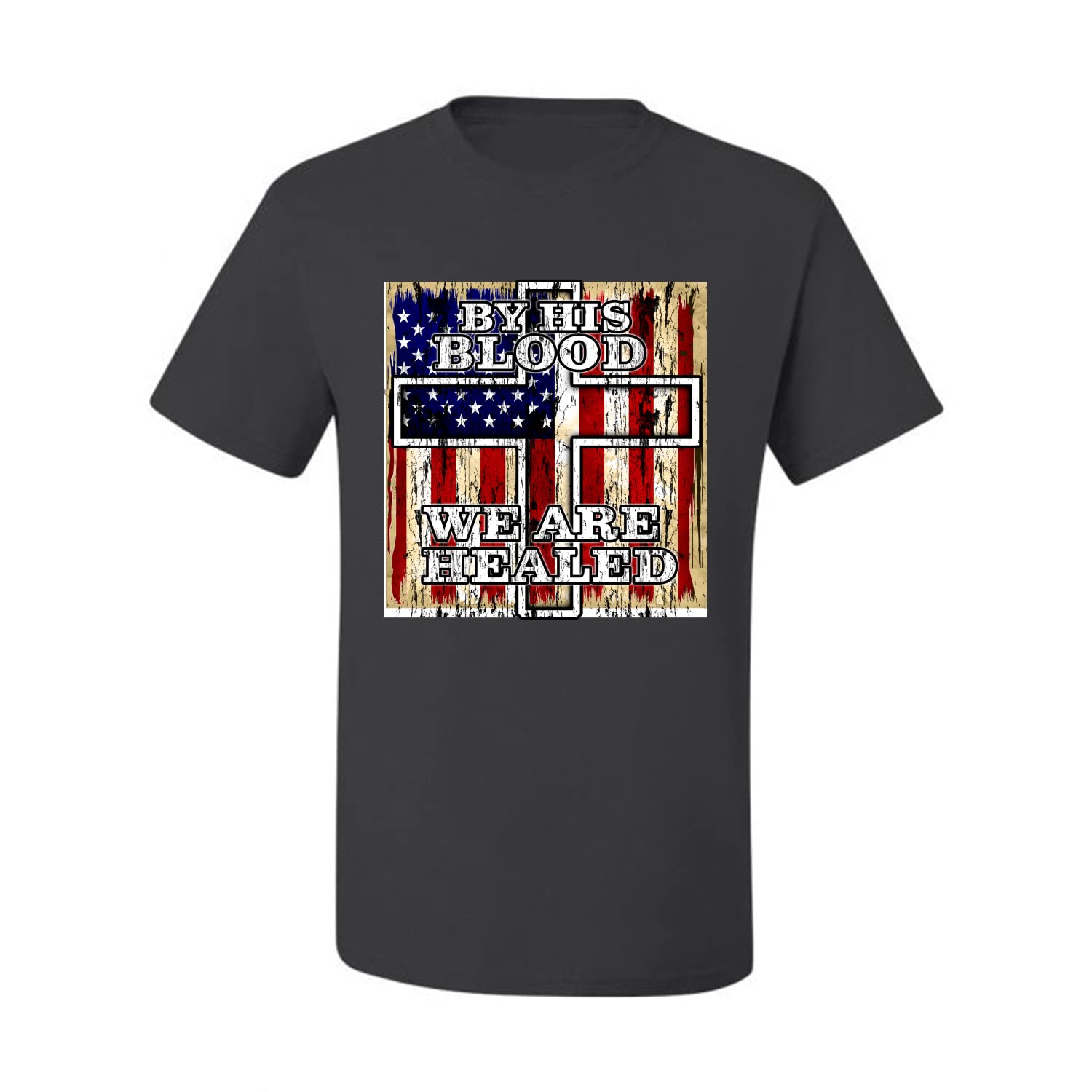 Inspirational Christian Men's T-Shirt - By His Blood We Are Healed for Faith & Worship