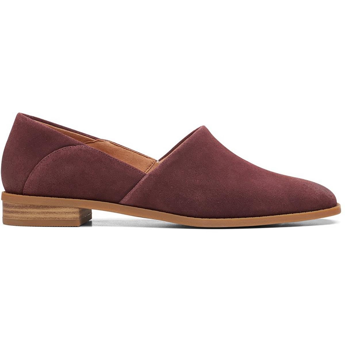 Clarks Women's Pure Belle Suede Slip-On Loafers - Comfortable Wide Width (C,D,W) Shoes in Red Size 7.5 - Perfect for Work, Travel & Casual Wear