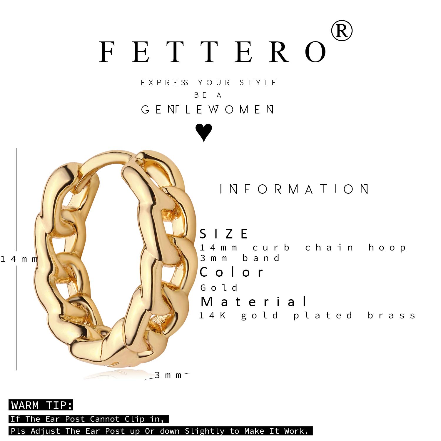 FETTERO 14K Gold Plated Huggie Hoop Earrings for Women - Hypoallergenic Twist Link Hoop Earrings | Dainty Minimalist Jewelry for Everyday Wear, Parties & Gifts