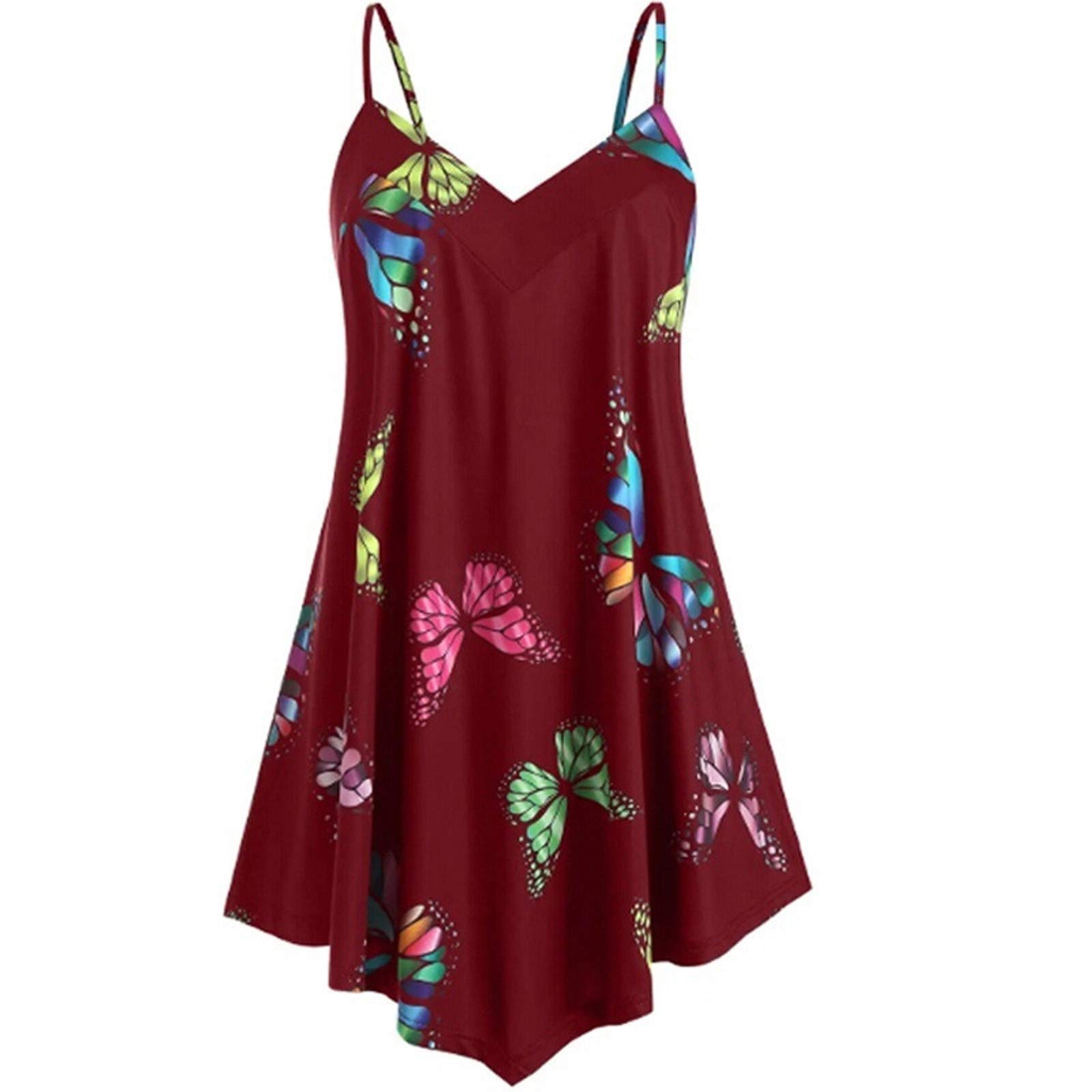 Sexy Butterfly Print Camisole Tops for Women - Plus Size Summer Tunic Tops for Casual Wear | Perfect for Beach Outings, Date Nights & Vacation