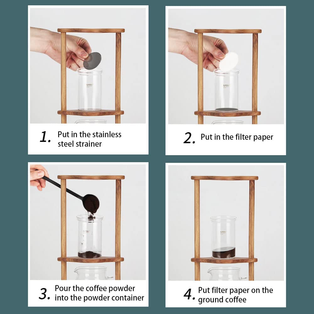 Premium 600ml Ice Drip Cold Brew Coffee Maker - Wooden Tower for Home, Office & Cafe | Slow Drip Coffee Brewer for Iced Coffee Lovers | Perfect for Morning Brews, Afternoon Refreshments & Entertaining Guests