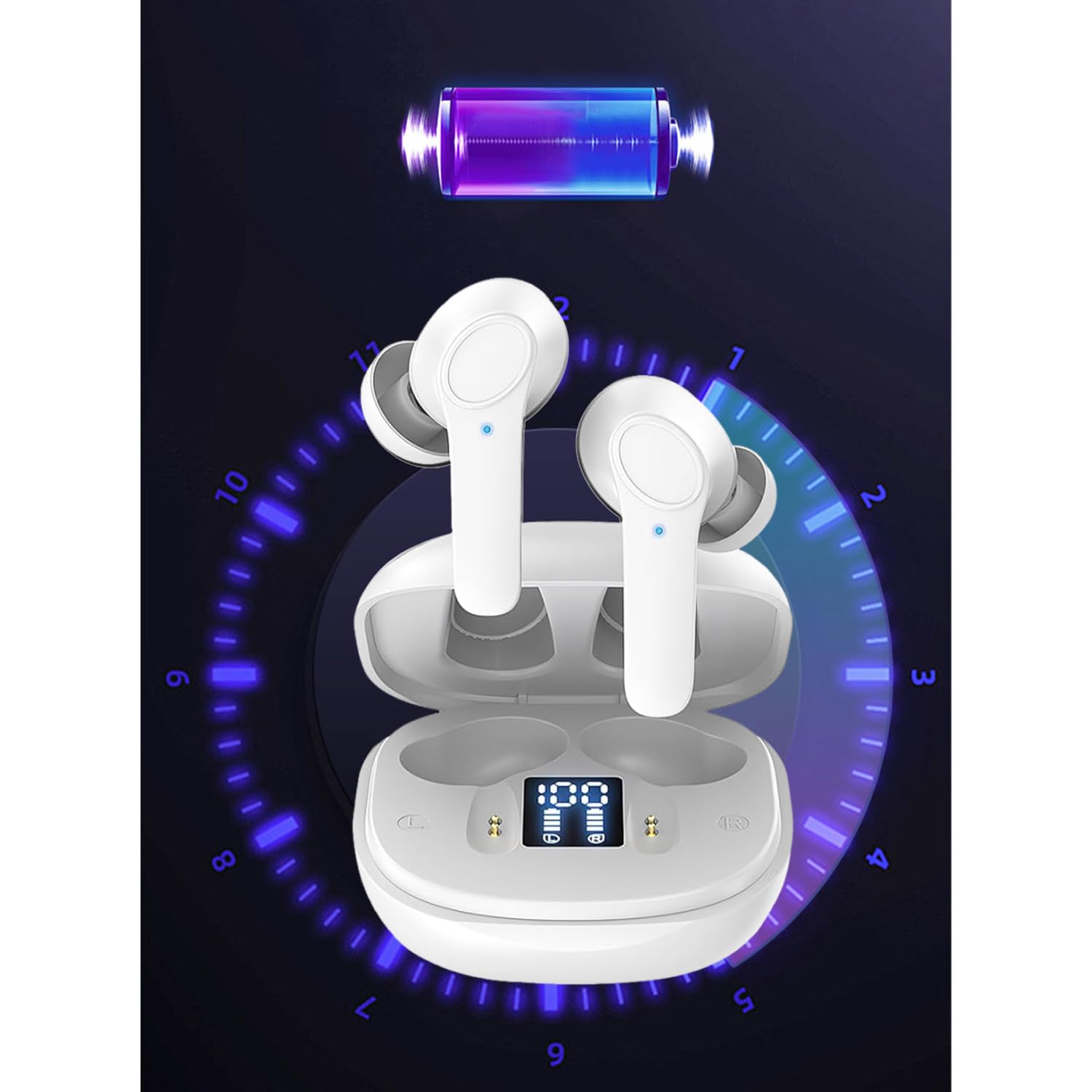 Real-Time Translation Earbuds with 144 Languages & Accents - Bluetooth Translator Earbuds with App Support for Music & Calls, Compatible with iOS & Android (White) - Perfect for Travel, Business Meetings & Language Learning