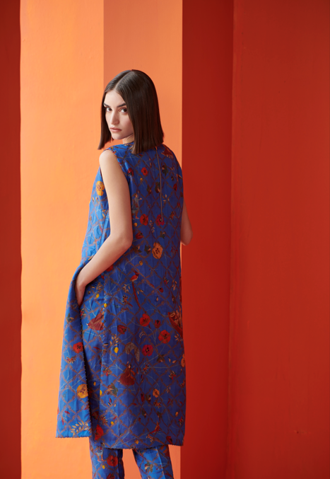 Mayuri Kurta Silk Brocade Cobalt Blue Indian Ethnic Dress for Women | Elegant Party Wear & Festive Occasion Outfit