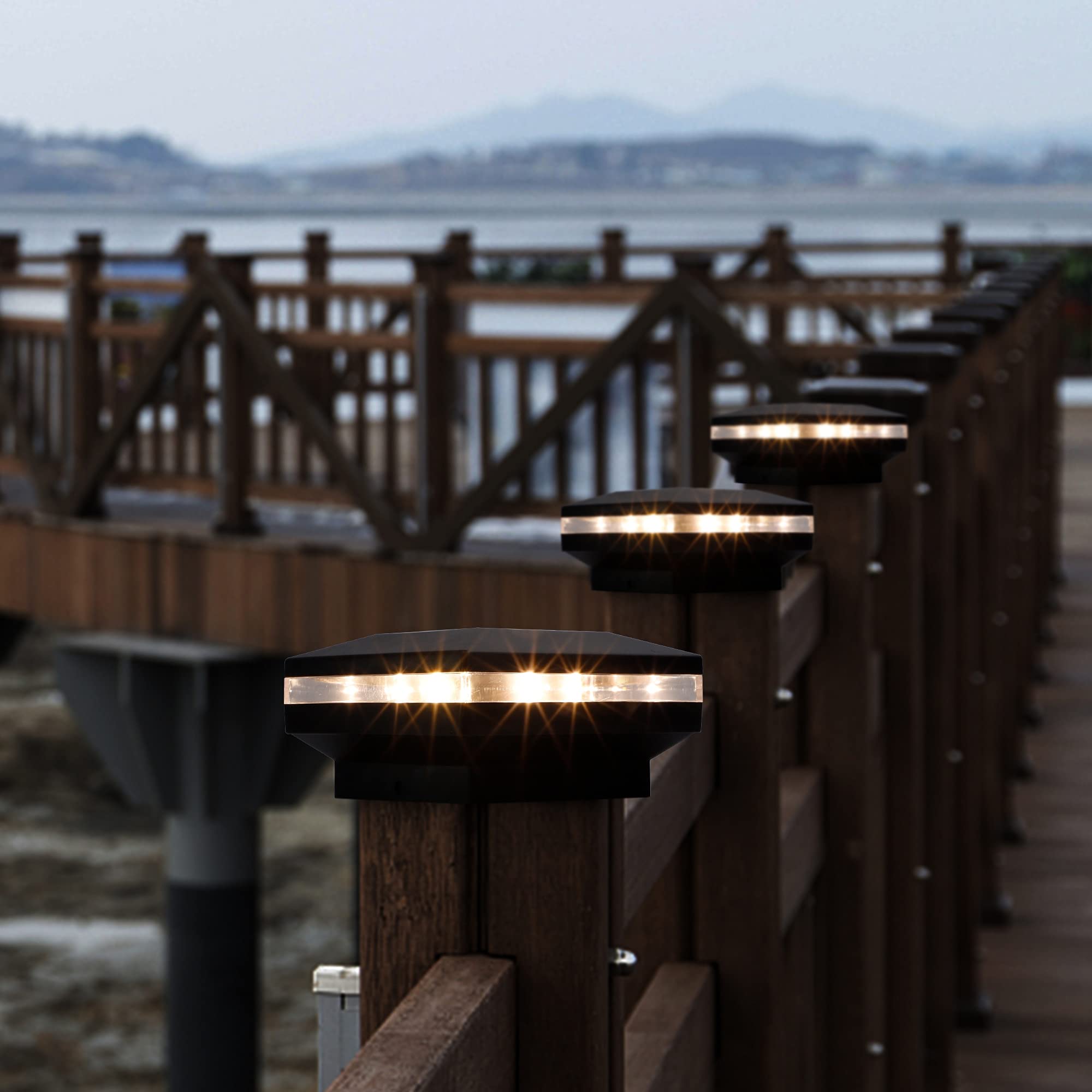 MAGGIFT 15 Lumen Solar Post Lights Outdoor - Warm White LED Fence & Deck Lighting for 4x4, 5x5, 6x6 Wooden Posts (8 Pack) - Perfect for Garden, Patio, Pathway & Backyard Illumination