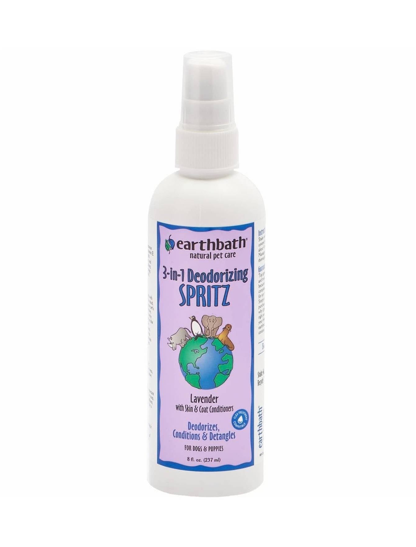 Earthbath 3-in-1 Lavender Dog Spray - 8oz (236ml) | Calming & Deodorizing Pet Grooming Solution for Bathing, Freshening & Detangling - Perfect for Anxious Dogs & Between Baths