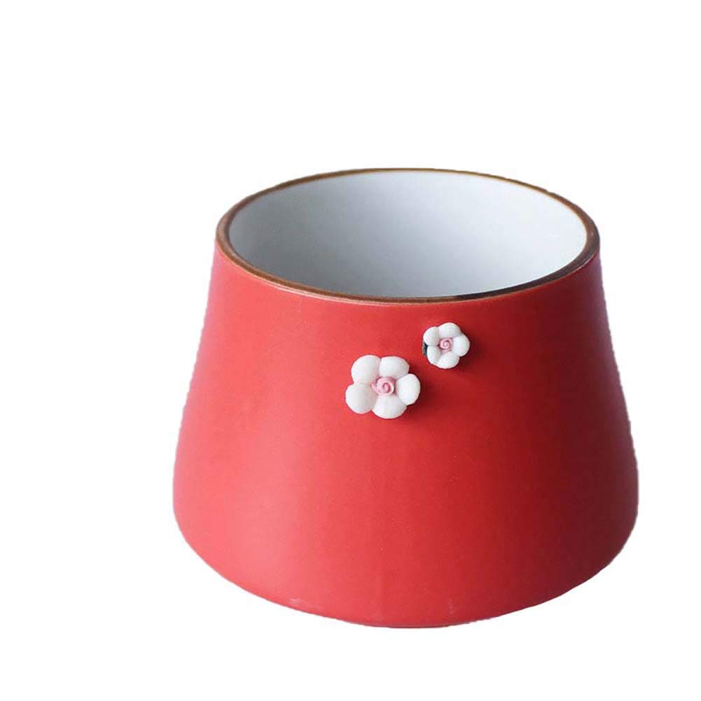Hacoly 7.7 Inch Ceramic Flower Pot for Succulents, Plants - Indoor Outdoor Garden, Home Office Decor, Desktop Windowsill Planter - Perfect Gift Idea (Red) - Ideal for Small Plants, Herbs, and Cacti in Living Rooms, Balconies, or Workspaces