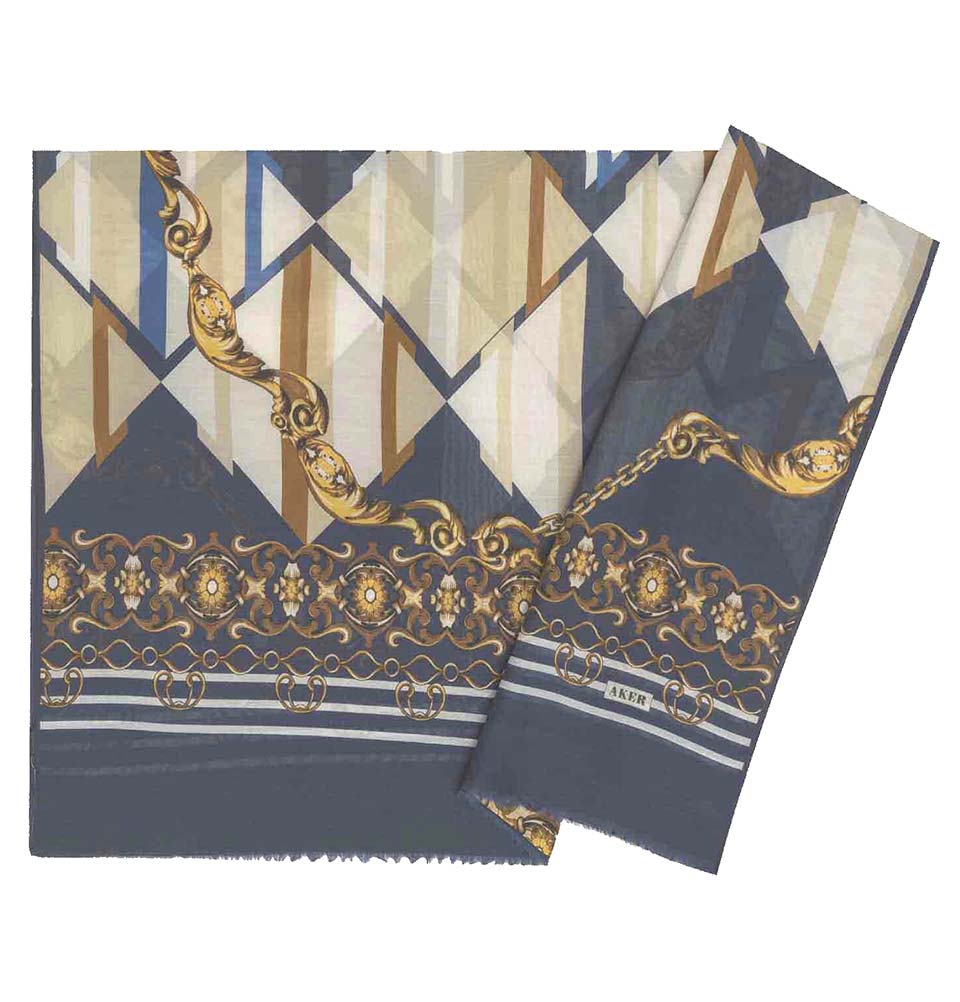 Aker Silk Cotton Patterned Hijab Shawl #8023 421 - Elegant Muslim Headscarf for Women, Soft & Breathable, Perfect for Daily Wear, Prayer, and Special Occasions