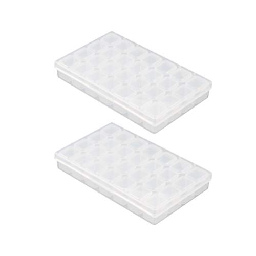 LEDMOMO 2-Piece 28-Grid Jewelry Storage Box Set - Diamond Beads & Manicure Tools Organizer - White Craft Accessory Container for DIY Jewelry Making & Nail Art Organization