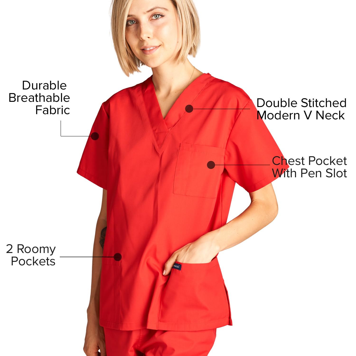 Dagacci Medical Scrubs for Women & Men - Comfortable & Durable Scrubs Tops & Shirts for Healthcare Professionals, Nurses & Doctors