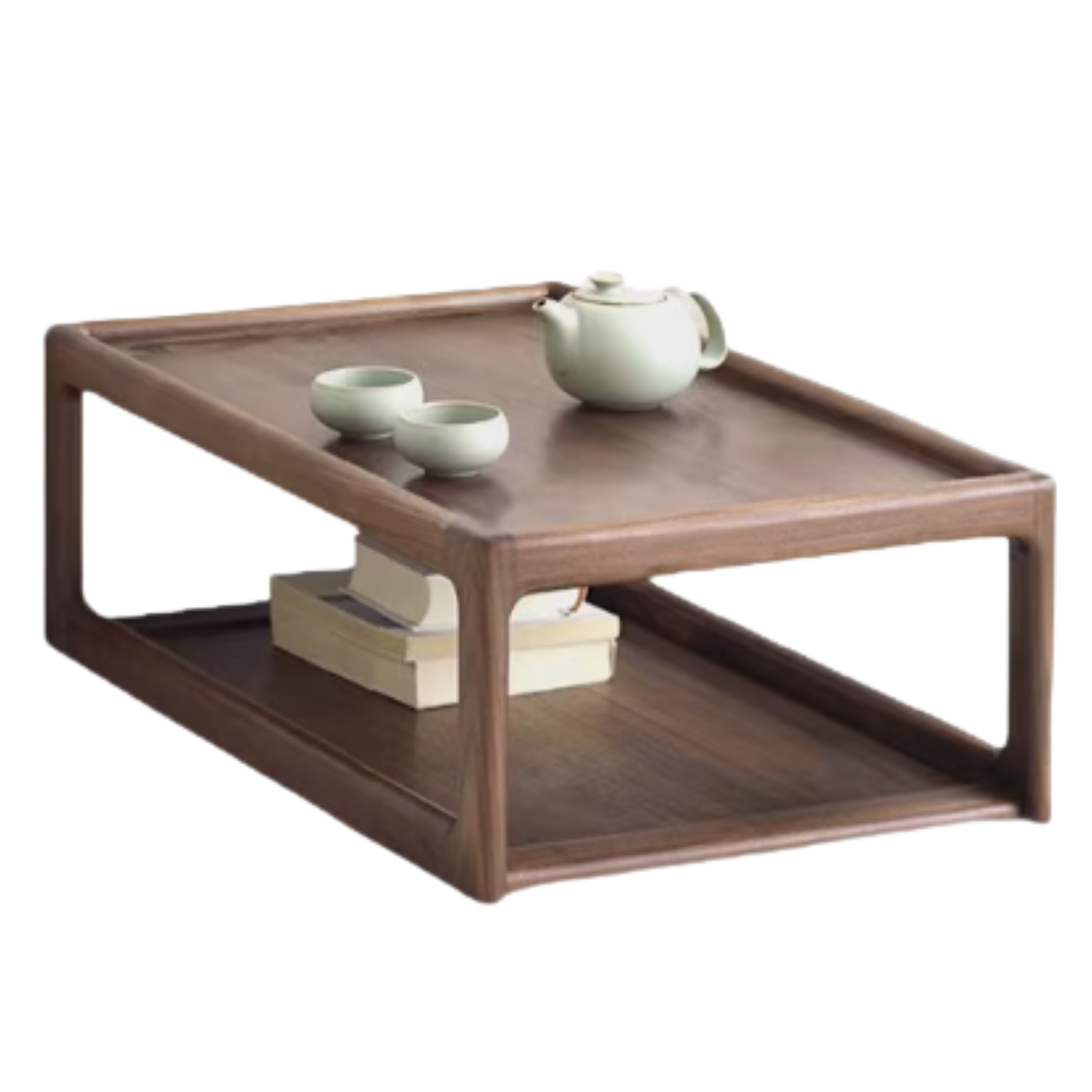 Premium Black Walnut, Ash & Oak Solid Wood Japanese Tatami Tea Table - Traditional Zen Style Low Table for Tea Ceremony, Meditation & Living Room Decor