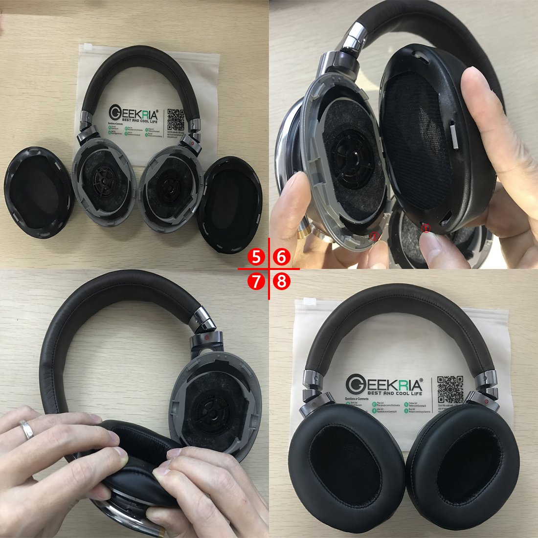 Geekria QuickFit Replacement Ear Pads for Sony MDR-1R & MDR-1RMK2 Headphones - Premium Brown Memory Foam Ear Cushions - Comfortable Headset Earpads & Ear Cups Cover Repair Parts - Perfect for Gaming, Music & Office Use
