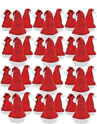24 Pack Bulk Santa Hats for Adults - Festive Christmas Party Hats with Thin Material - Perfect for Holiday Gatherings, Office Parties & Family Celebrations (24 PCS)