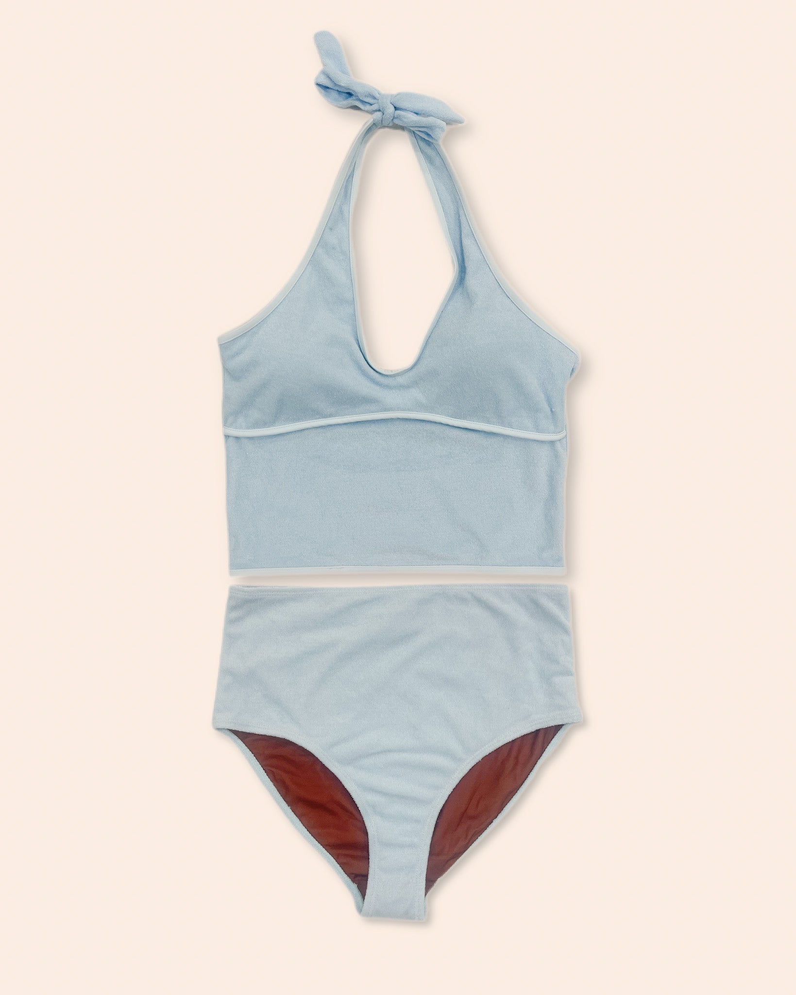 Tween Taylor Blue Terry Cloth Tankini Swimsuit for Girls - Soft & Comfortable Beachwear - Perfect for Pool, Beach & Summer Vacations