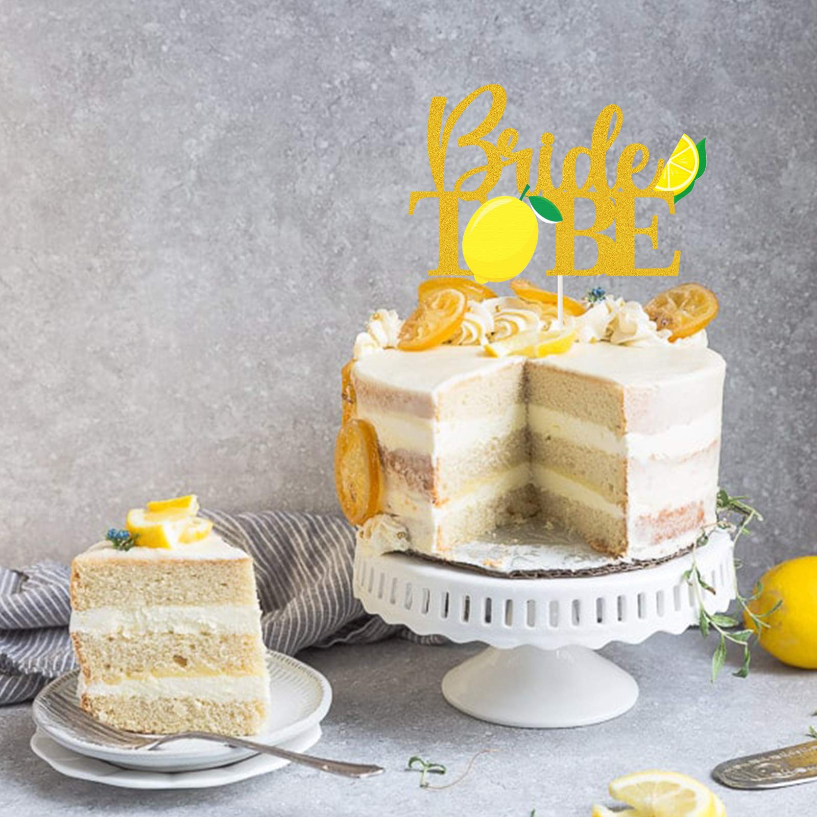 Gold Glitter Lemon Bride to Be Cake Topper - Elegant Bridal & Bachelorette Cake Decorations for Wedding Showers, Bridal Parties & Celebrations - Perfect for Wedding Cakes, Dessert Tables & Special Occasions