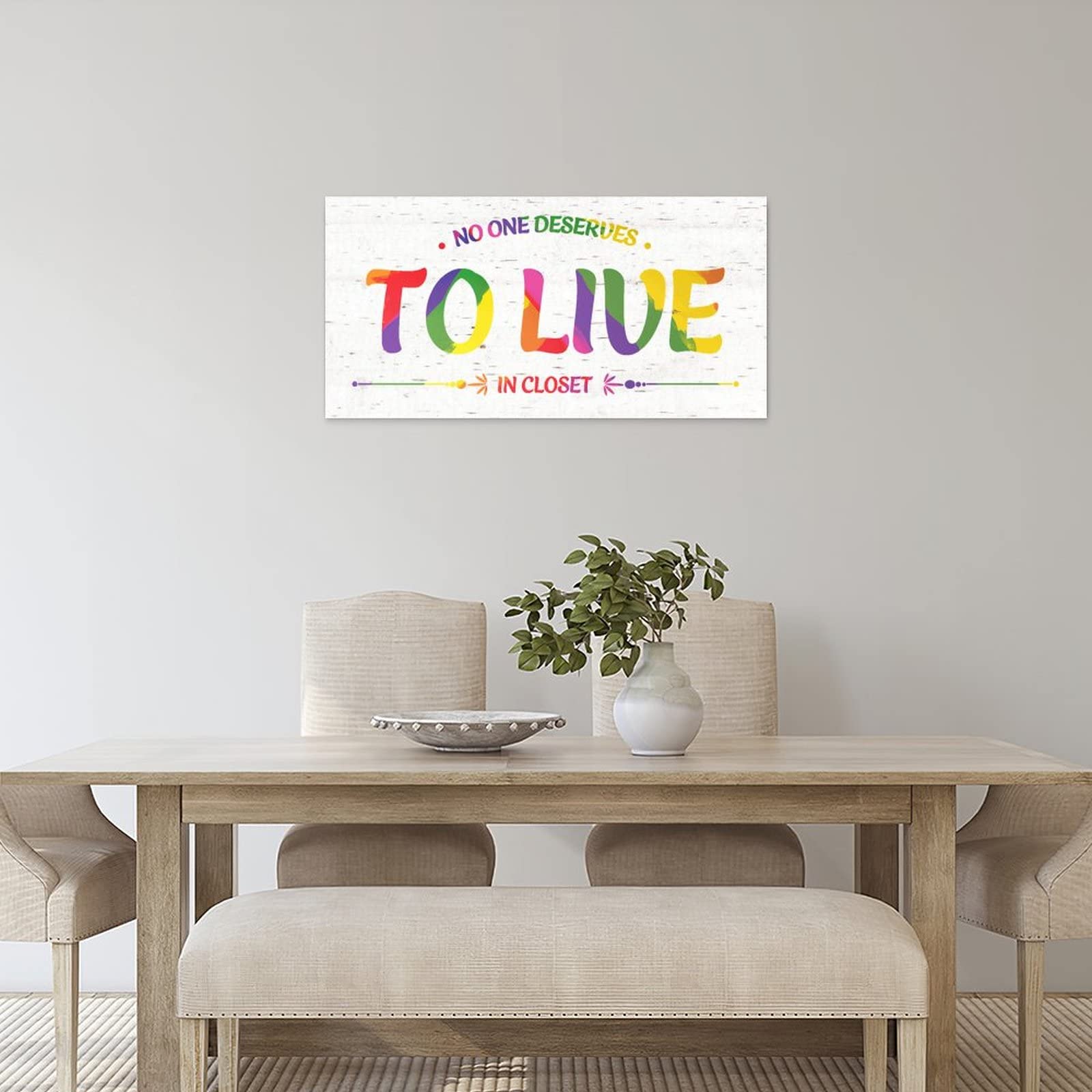 8x16 Inch Gay Pride Parade Wall Decor - Inspirational Wood Plank Plaque with 