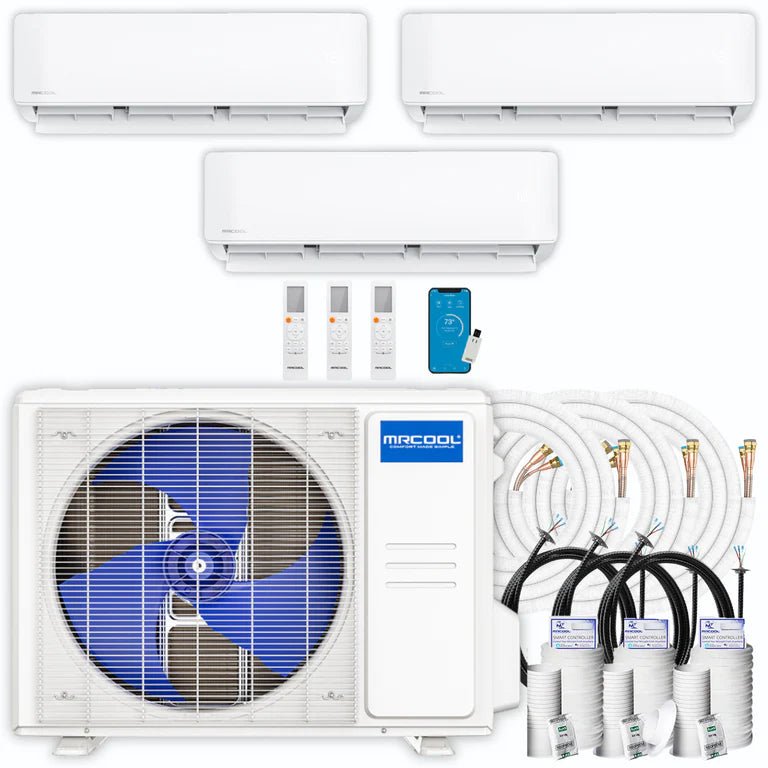 MRCOOL DIY 4th Gen 3-Zone 27,000 BTU 22 SEER Ductless Mini Split Air Conditioner Heat Pump System (9K+9K+9K) - Perfect for Home, Office, and Garage Cooling & Heating