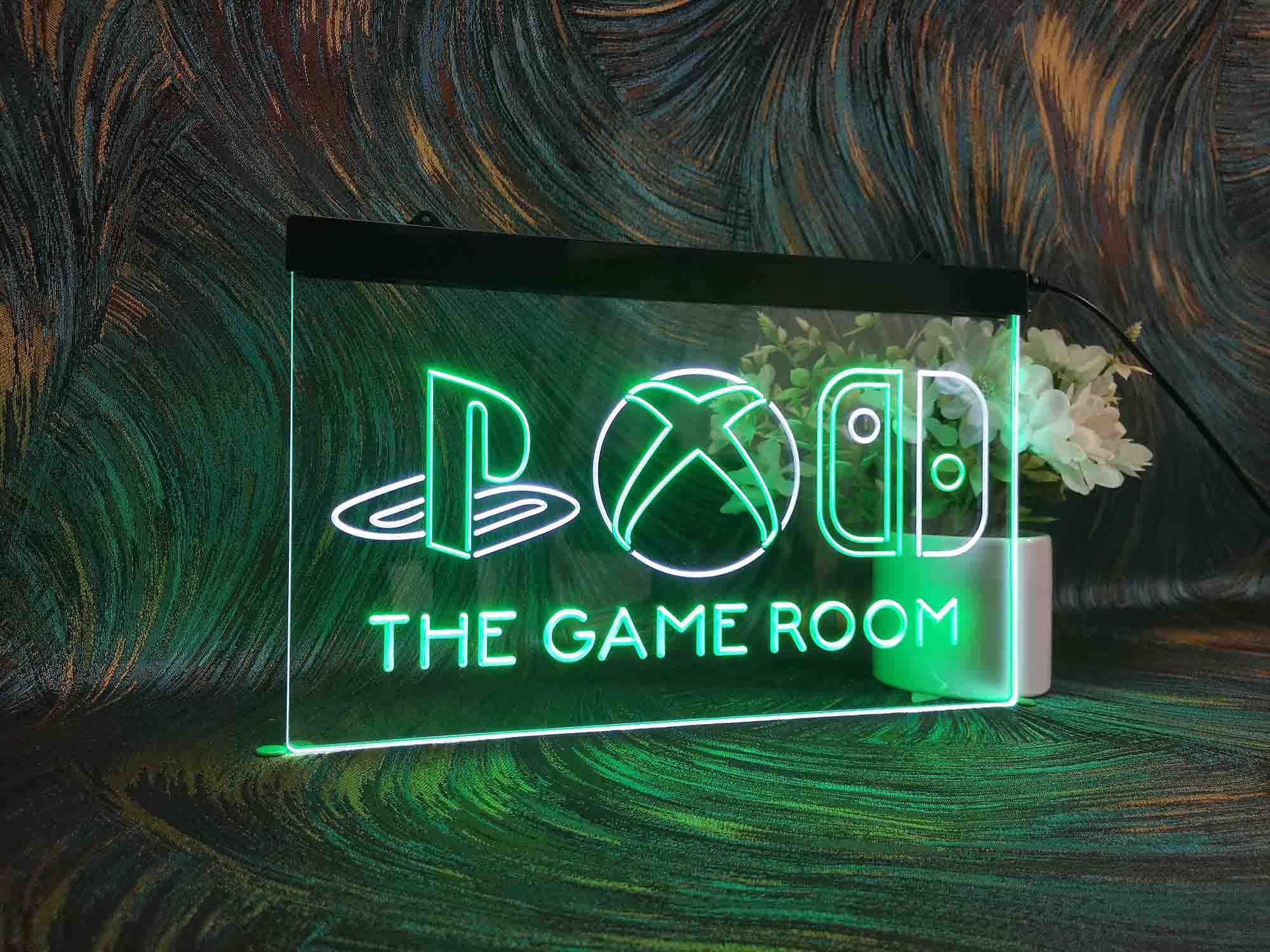 Custom Personalized LED Neon Sign for Game Room - XBOX & Nintendo Themed Wall Art Light - Perfect for Man Cave, Beer Bar Decor - 12x8 Inches (White & Green) - Ideal for Gaming Parties & Retro Themed Spaces