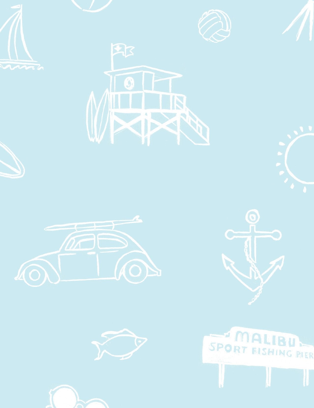 Nathan Turner 'Malibu' Wallpaper - Glacier Blue Peel & Stick Wallpaper for Bedroom, Living Room, and Nursery Decor