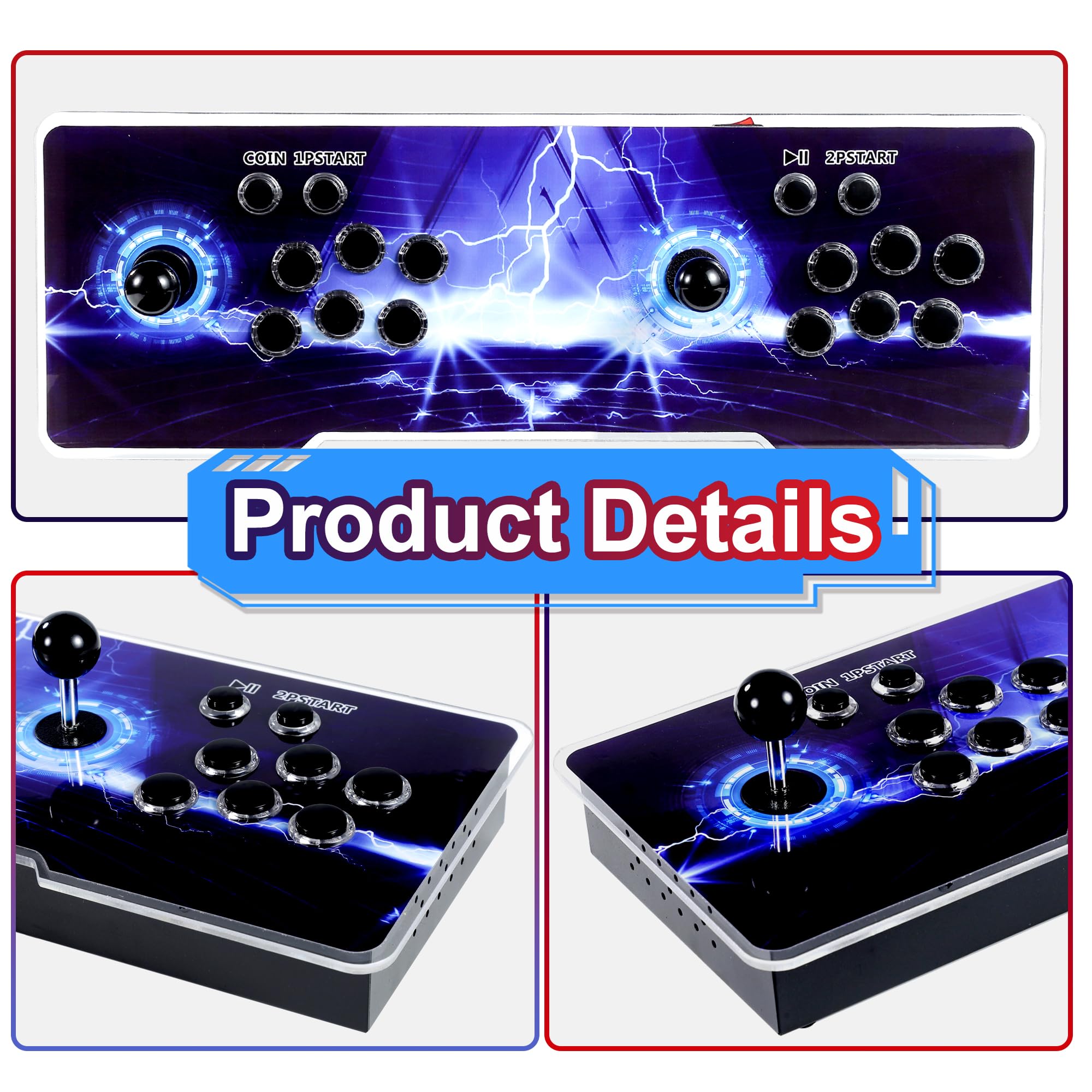 Arcade Games Console 26800-in-1 Retro Gaming System with 1280x720 HD, 3D Games, Search/Save/Hide/Suspend Features, 4-Player Multiplayer - Compatible with PC, Projector & TV (Thunder Edition) - Perfect for Home Entertainment, Parties & Retro Gaming Enthusiasts