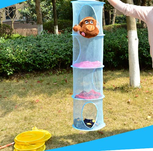 2-Pack 4-Tier Foldable Hanging Mesh Storage Baskets with 2 Hooks, 43.5