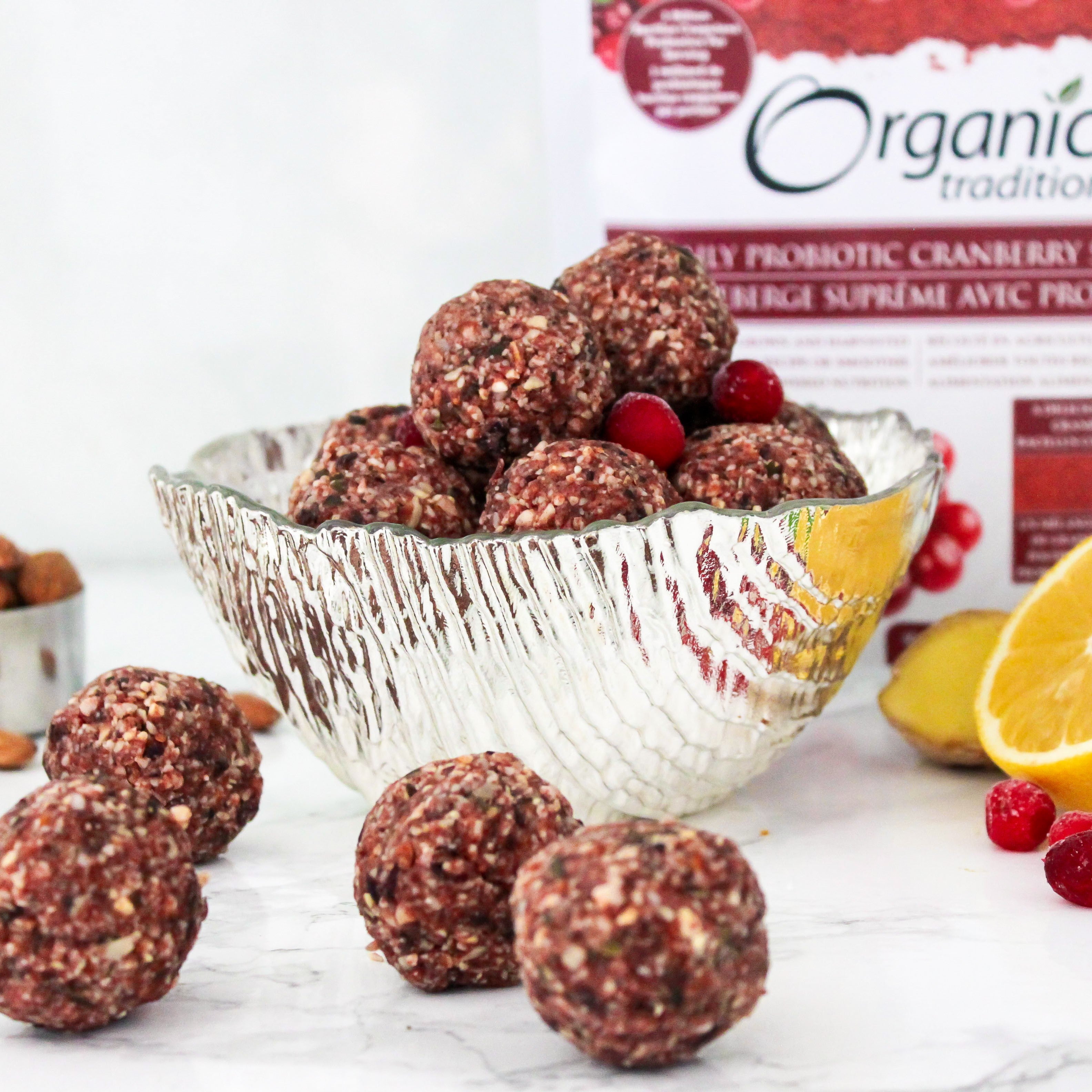 Organic Spiced Cranberry Bliss Balls - Healthy Vegan Energy Snacks for Workouts, Hiking & On-the-Go Nutrition