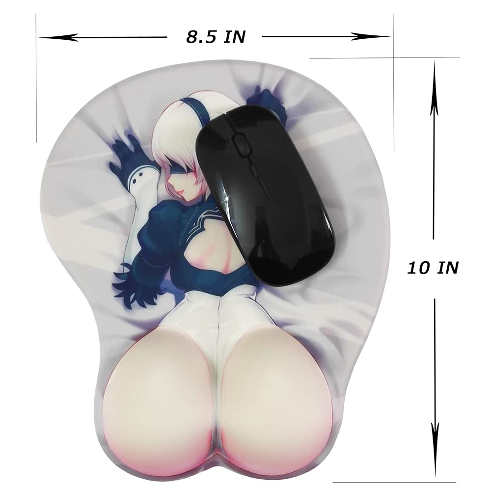 Ergonomic Gel Mouse Pad with Wrist Support - Cute Anime Office & Gaming Mousepad (Grey) - Perfect for Computer Work, Gaming & Kawaii Desk Accessories - Funny Gift Idea