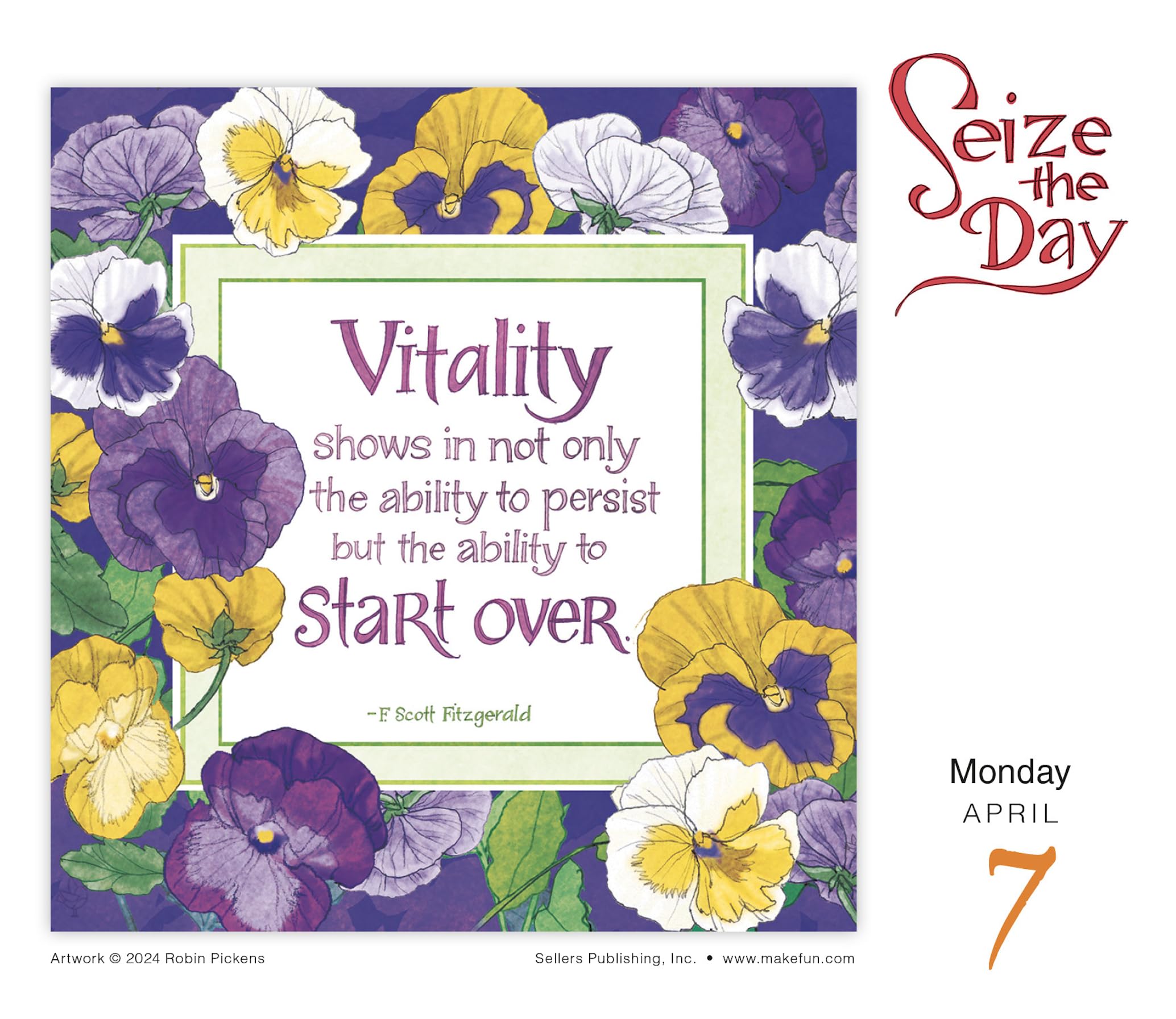 Seize the Day 2025 Boxed Daily Desk Calendar by Robin Pickens - Inspirational Planner for Office, Home & Gift Giving | Perfect for Goal Setting, Productivity & Daily Motivation
