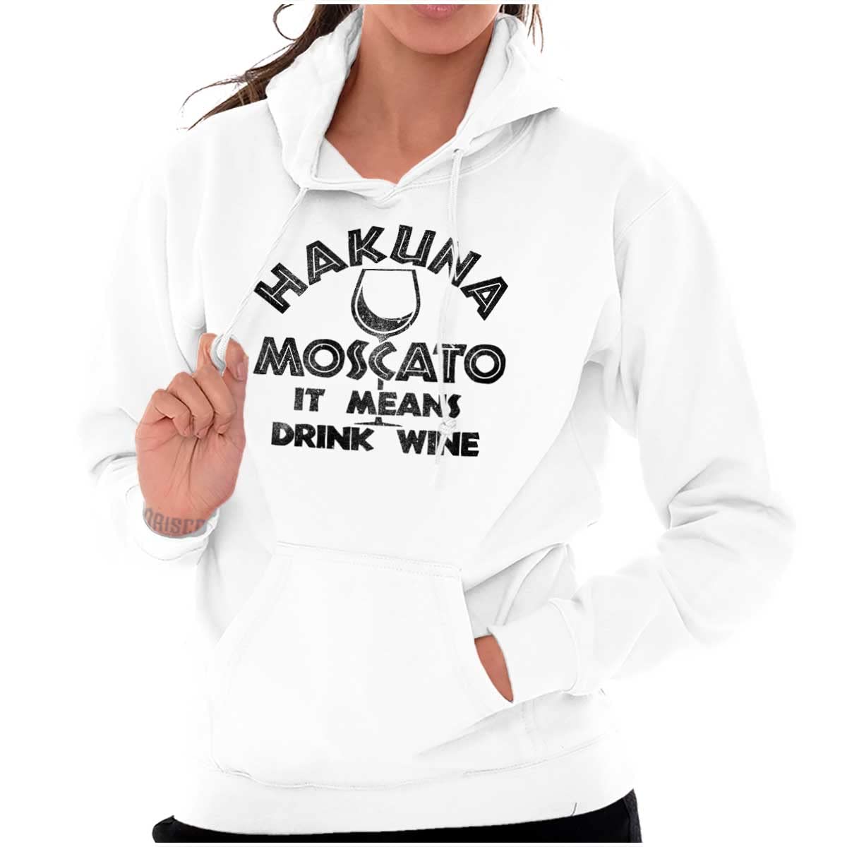 Brisco Brands Funny Moscato Means Drink Wine Hoodie Sweatshirt for Women - Perfect for Wine Lovers & Casual Outings
