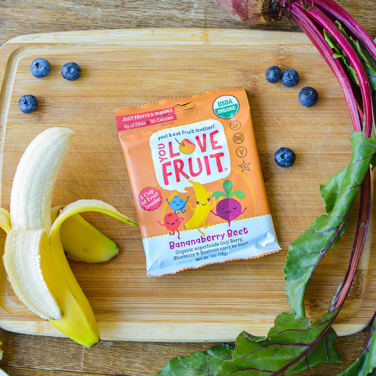 BANANABERRY BEET All Natural Fruit Snacks - Healthy Vegan Snack Pack, Gluten Free, Non GMO, Kosher, Low Fat, High Fiber, Real Fruit Variety Pack (1.0 oz, Pack of 12) - Perfect for On-the-Go Snacking, Lunchboxes, and Gift Baskets