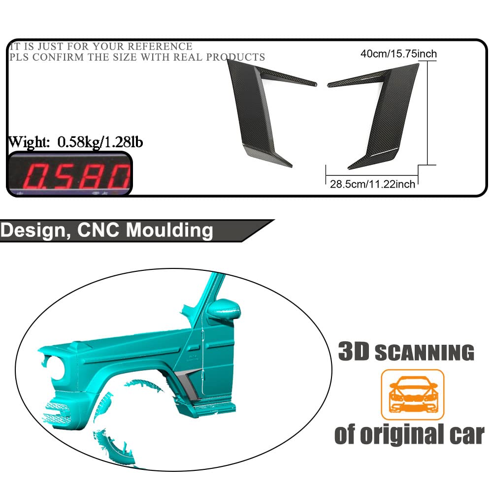 Carbon Fiber Side Fender Vent for Mercedes Benz G Class W463 G500 G550 G63 AMG (2019-2020) - Front Air Intake Scoop Cover Trim - Factory Outlet - Upgrade Your Ride for Off-Road & Street Performance