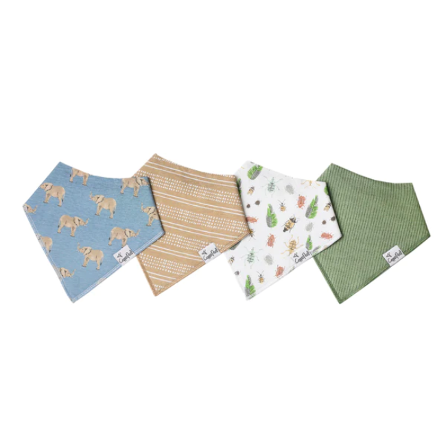 Copper Pearl Baby Bandana Bibs 4-Pack - Soft & Absorbent Drool Bibs for Infants & Toddlers - Peanut Pattern - Perfect for Feeding, Teething, and Everyday Use