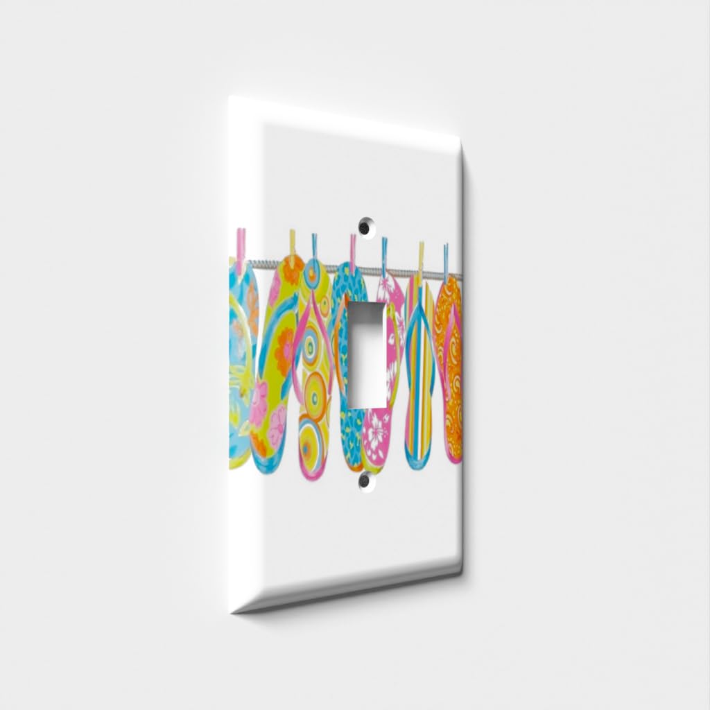 Hanging Beach Sandals Light Switch Cover - Single Toggle Wall Plate for Coastal Decor