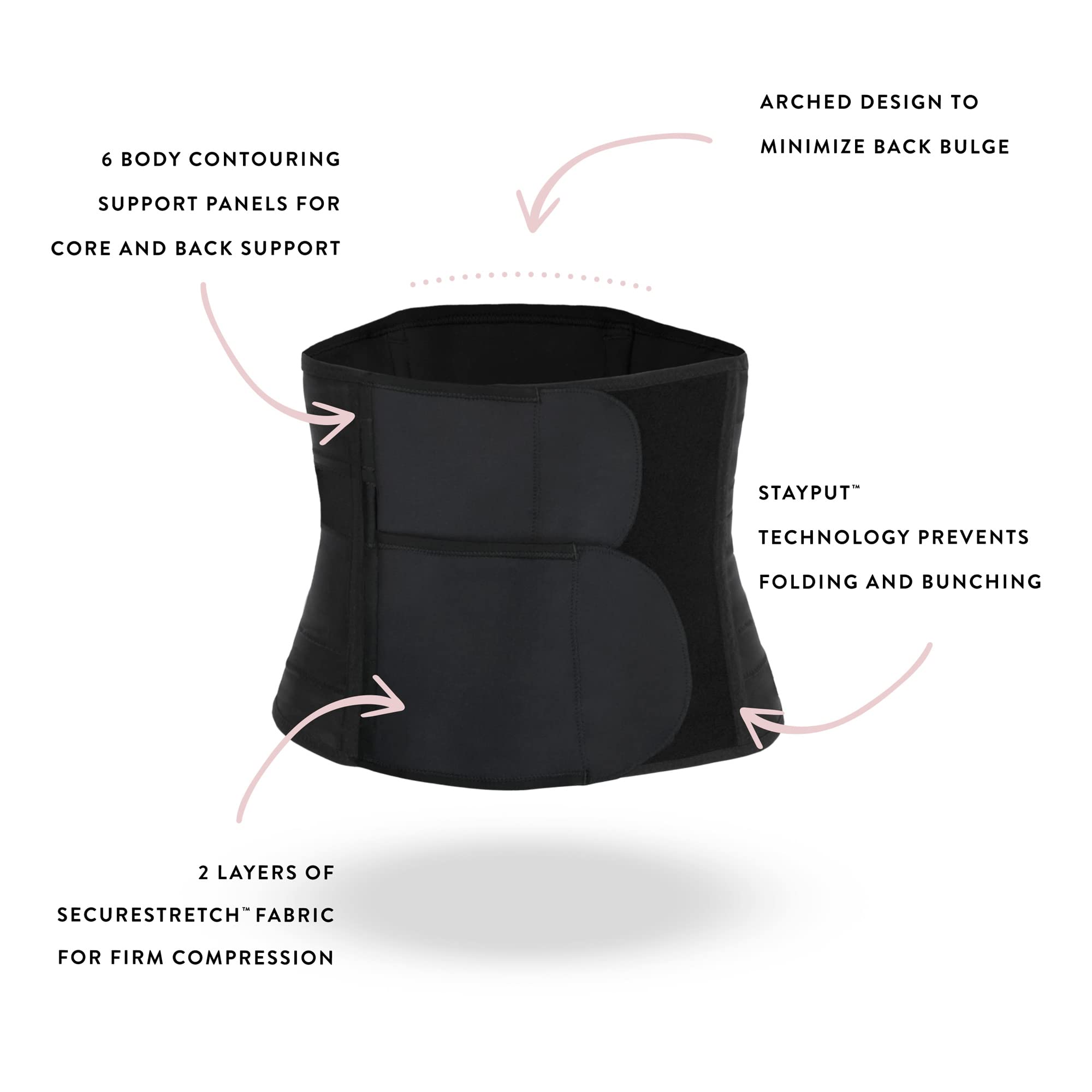 Belly Bandit Luxe Postpartum Belly Wrap - 5-Level Adjustable Compression Support for Post Pregnancy Recovery - Black XS - Essential for C-Section Recovery & Postpartum Comfort (Ideal for Daily Wear & Postpartum Exercise)