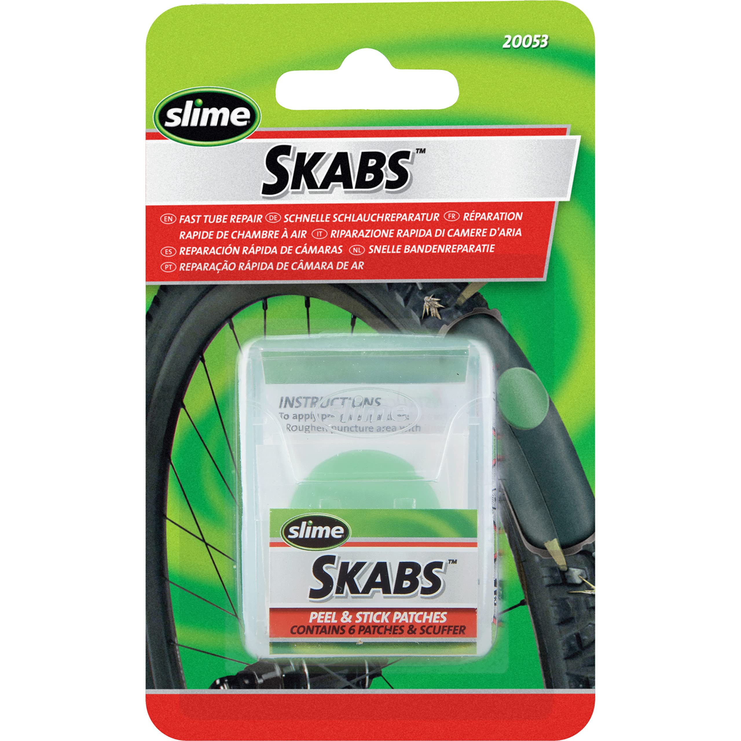**Slime 20053 Bike Tube Patch Kit – 6 Self-Adhesive Patches & Metal Scuffer for Quick Puncture Repair – Ideal for Road Bikes, Mountain Bikes & Commuting**