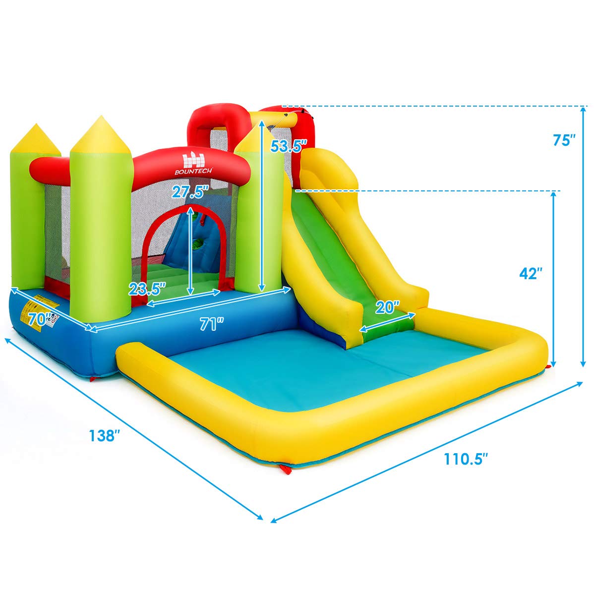 **HONEY JOY 5-in-1 Giant Inflatable Water Slide with Climbing Wall, Splash Pool & Slides - Outdoor Blow Up Water Park for Kids & Adults - Backyard Summer Fun (Includes 480W Blower)**    **Perfect for backyard parties, summer gatherings, family fun, and outdoor water play!**
