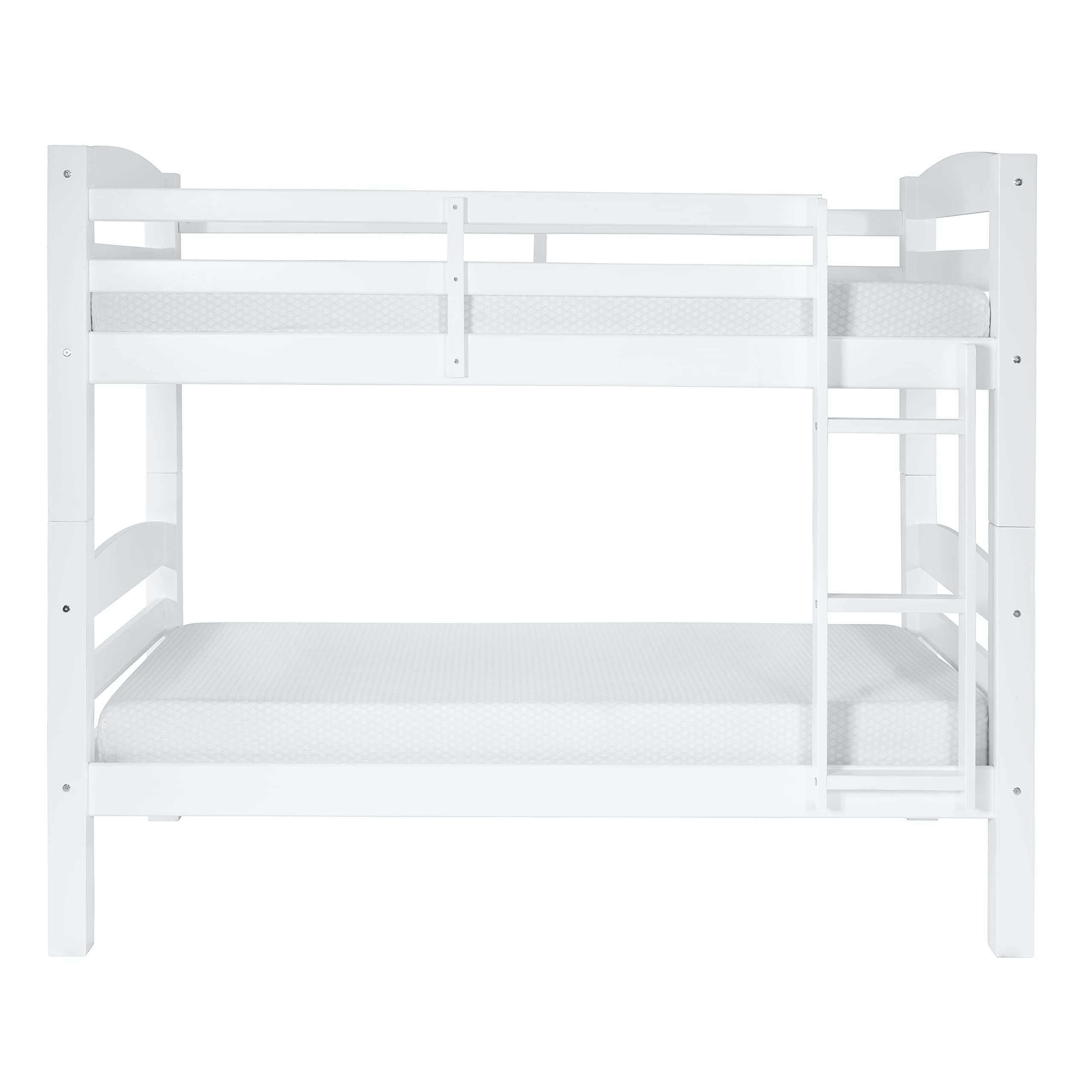 Powell Levi White Twin Over Twin Bunk Bed - Space Saving Kids Bedroom Furniture for Siblings or Sleepovers | Sturdy Wooden Bunk Beds for Small Rooms & Shared Bedrooms