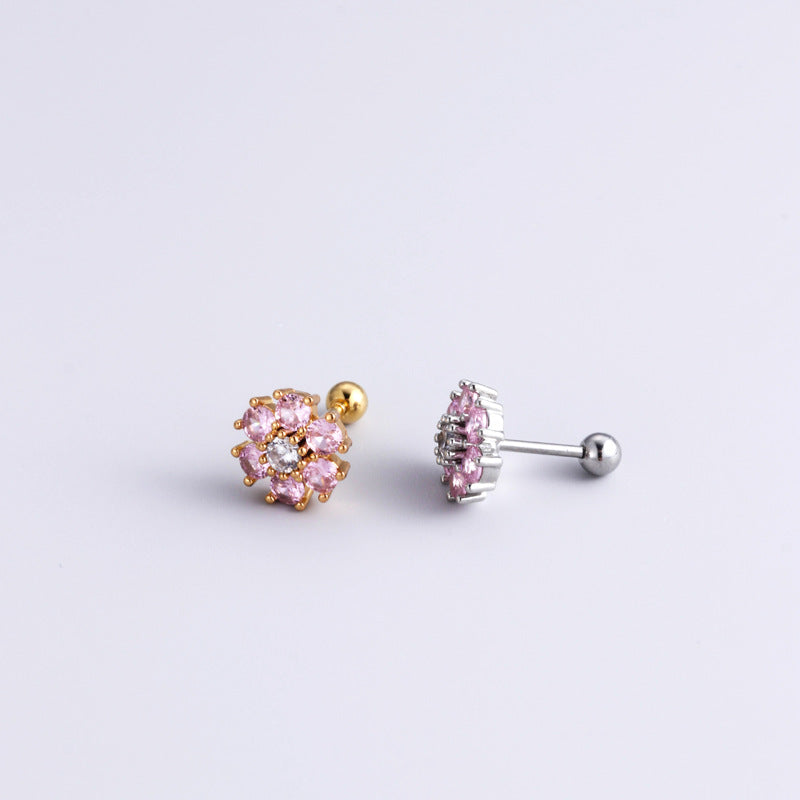 20G Cartilage Surgical Steel Tiny Flower & Butterfly Earrings - Conch & Ball Back Stud Earrings for Women | HSPJ892 | Perfect for Daily Wear, Parties & Gifts