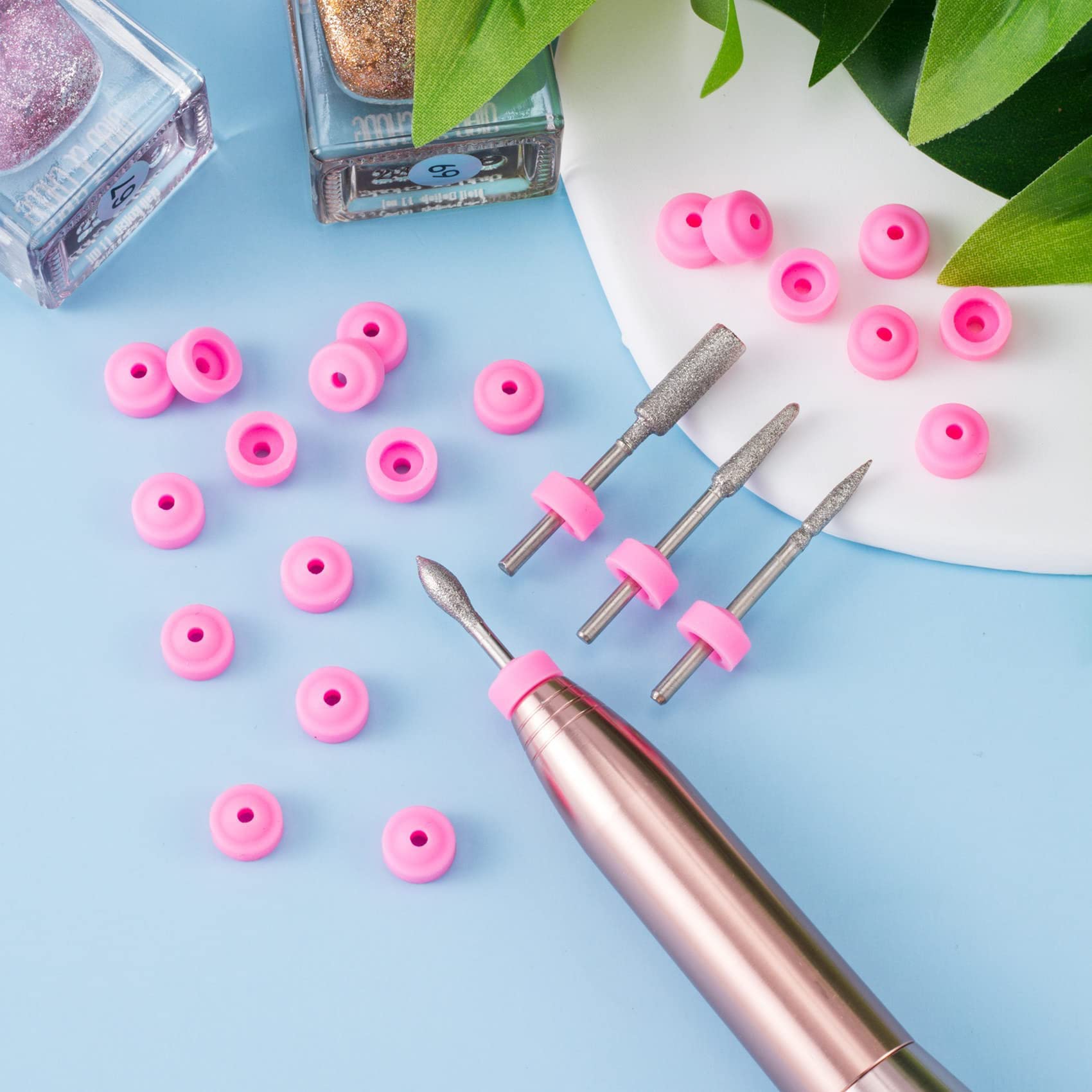 OSIRIDEH2 Nail Drill Dust Guard - 10pcs Pink for Nail Art & Salon Use