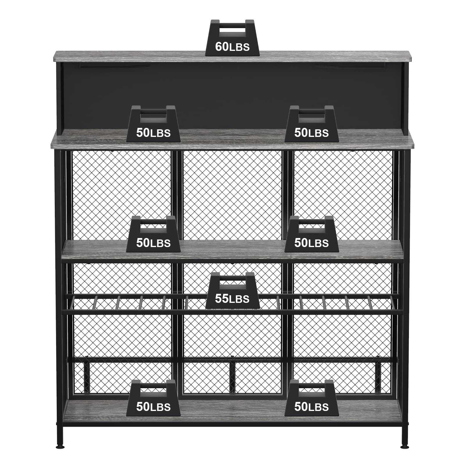 GDLF Home Bar Unit - Mini Bar Liquor Cabinet with Storage & Footrest for Kitchen, Pub, Living Room - Space-Saving Grey Bar Furniture for Small Spaces & Entertaining