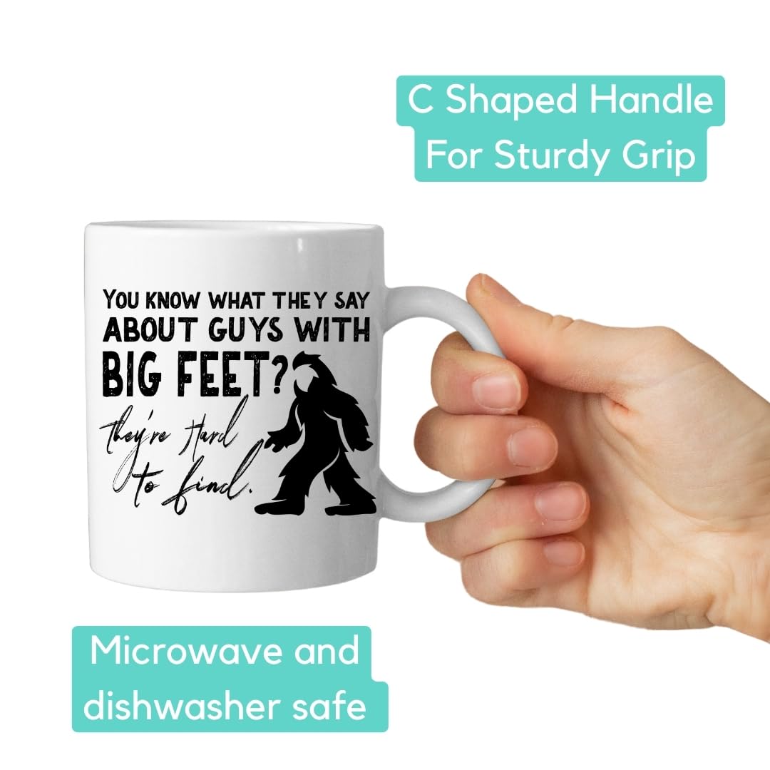 Funny Bigfoot Ceramic Coffee Mug - Large Feet Novelty Gift for Men & Women - Perfect for Valentines Day, Birthday, Christmas - Best Friend & Mom Gift Idea - Great for Office, Home Use & Camping Trips