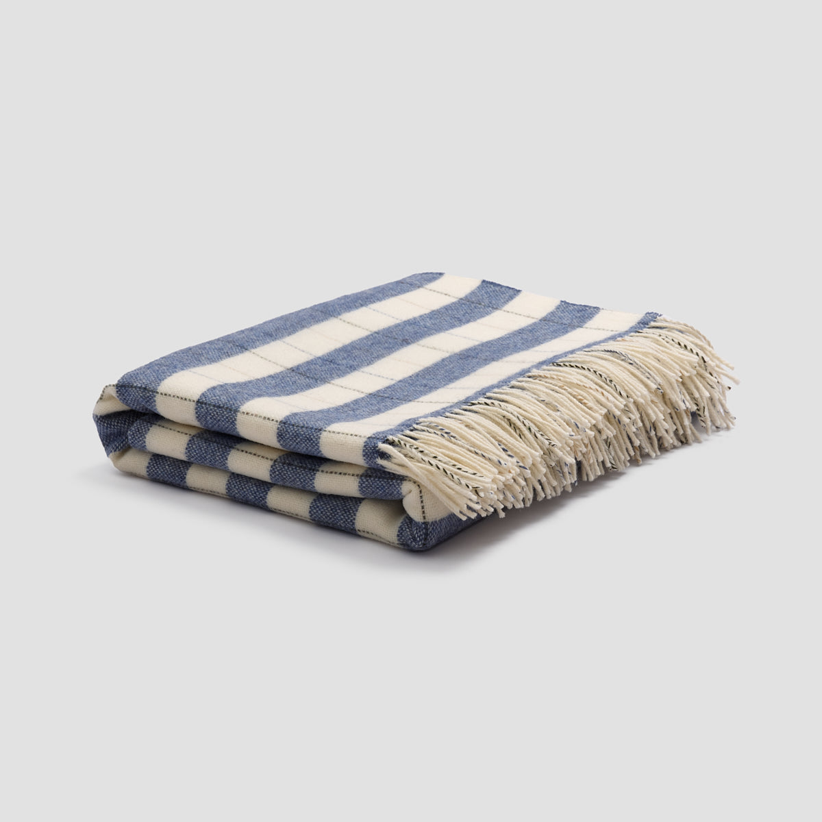 Cozy Blue Checked Stripe Wool Blanket - Soft & Warm Winter Throw for Couch, Bed & Travel - Perfect for Home Decor, Camping & Gifts