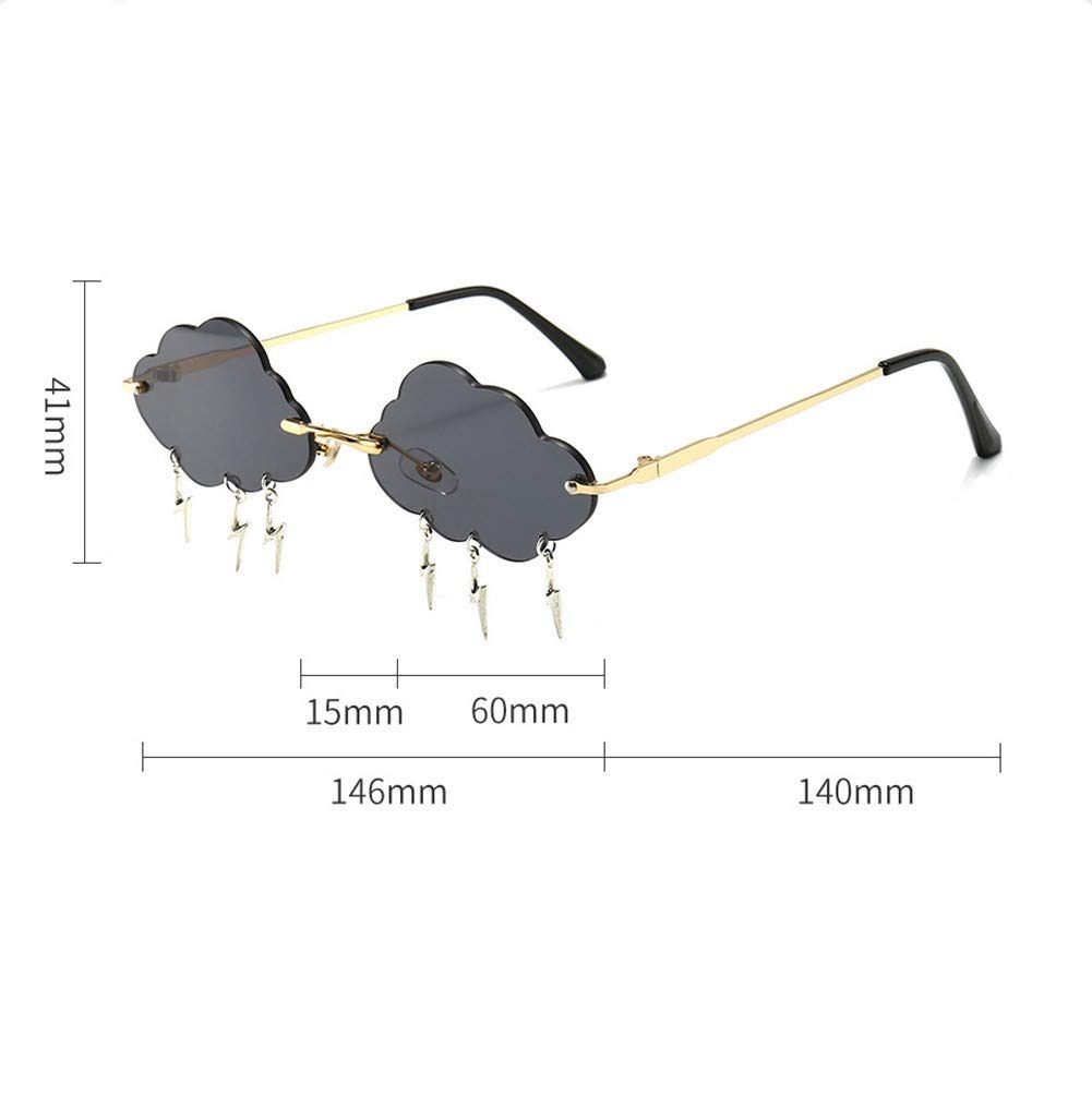 ENTHYI Cloud Lightning Sunglasses for Women & Men - Rimless Wave UV Protection Glasses for Outdoor, Beach, Party & Fashion - Trendy Unisex Sunglasses for Summer & Travel