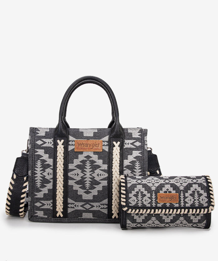 Wrangler Aztec Print Tote Bag Set - Stylish & Durable Cotton Tote Bags for Women - Perfect for Shopping, Beach, Travel & Everyday Use