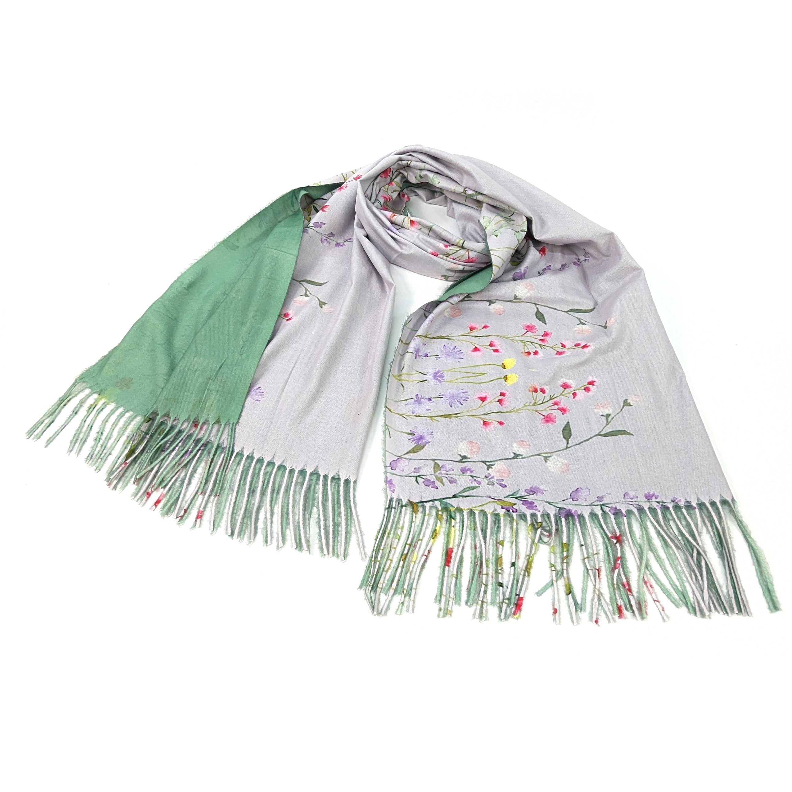Wild Garden Border Pashmina Style Scarf - 70x180cm Soft Cashmere Blend Shawl Wrap for Women - Perfect for Fall Fashion, Travel Accessories & Evening Outfits