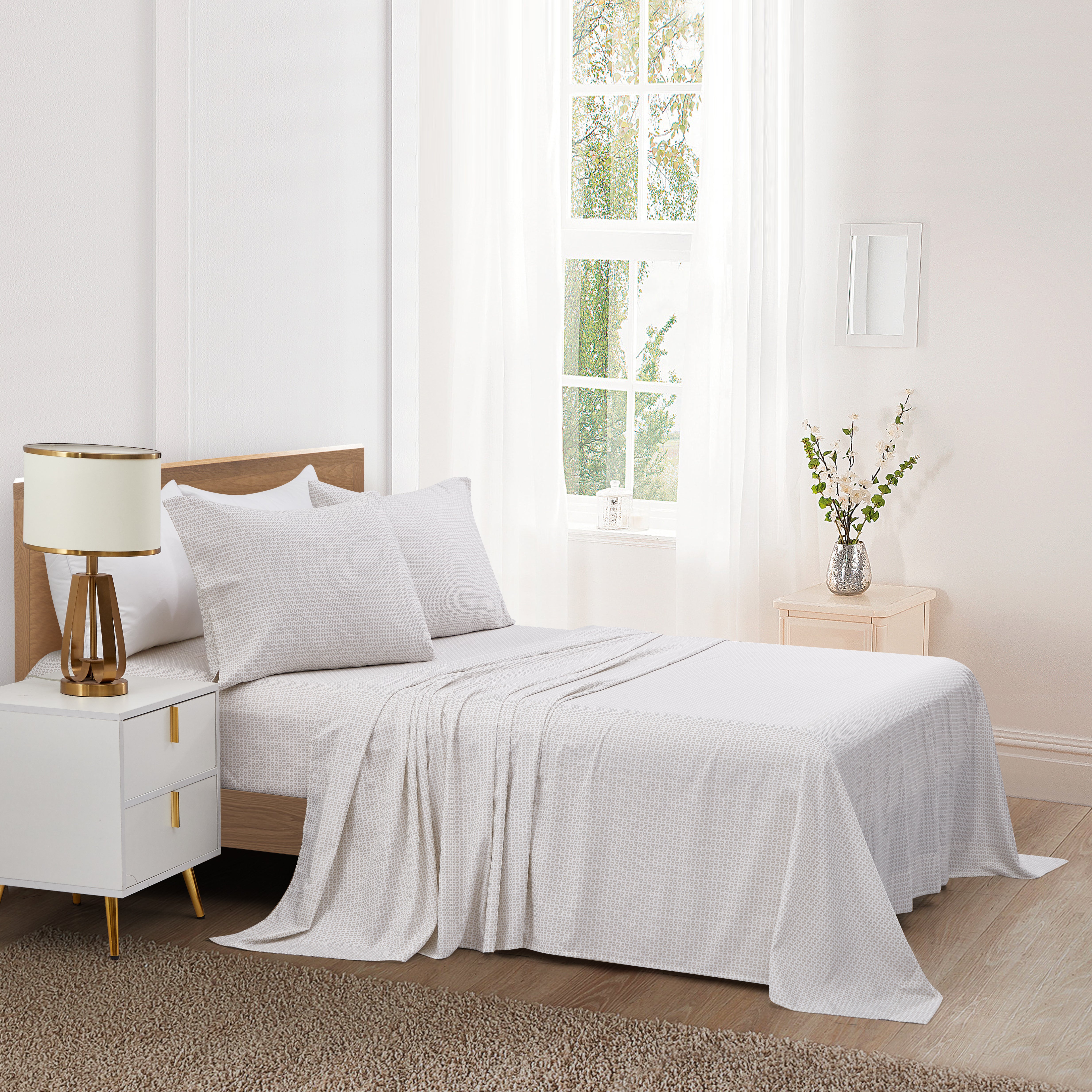 400 Thread Count Printed Cotton Sheet Set - Soft & Breathable Bedding for a Comfortable Sleep - Perfect for Master Bedroom, Guest Room & Dorm