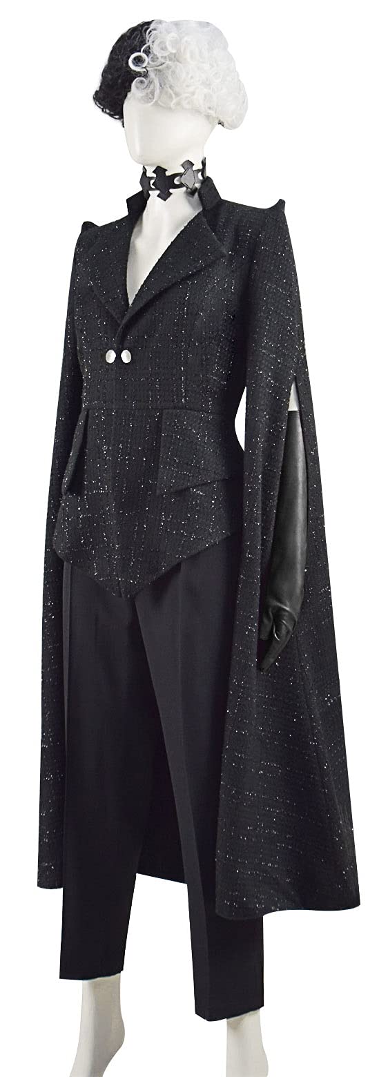 Women's Cruella De Vil Costume Coat & Dress Set - Halloween Cosplay Outfit for Adults | Perfect for Costume Parties, Themed Events & Disney Character Dress-Up